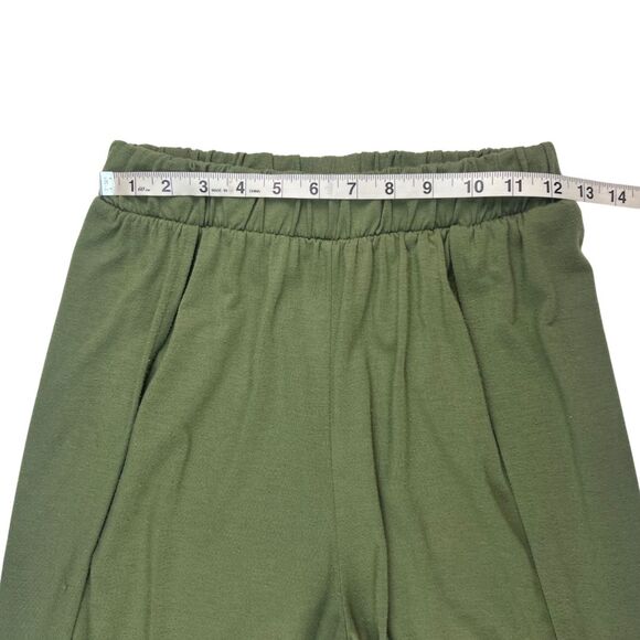 Zenana Pants Medium Olive Green Side Slit Wide Leg Relaxed Knit Jogger Pants - Picture 3 of 12
